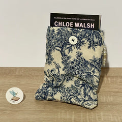 Funda de tela para libros hecha a mano con estampado de ángeles y flores