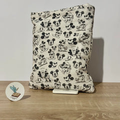 Funda de tela blanco y negro con estampados de Mickey Mouse