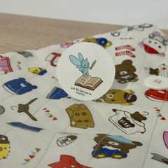 Funda de tela para libros hecha a mano con estampado de osos con ropa